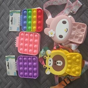 Kids Pop It Crossbody Bags and Notebook Bundle
